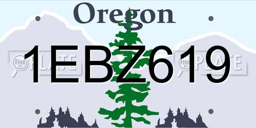 1EBZ619 Oregon License Plate