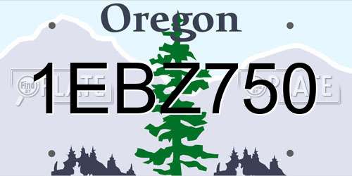 1EBZ750 Oregon License Plate
