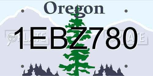 1EBZ780 Oregon License Plate