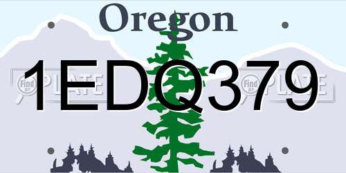 1EDQ379 Oregon License Plate