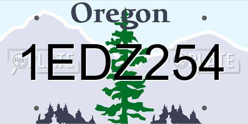 1EDZ254 Oregon License Plate