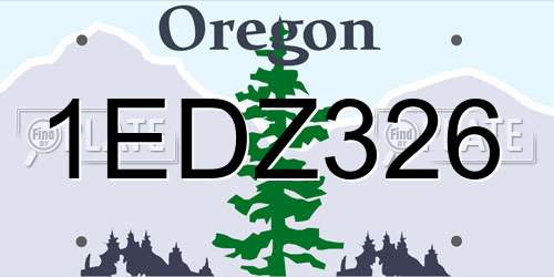 1EDZ326 Oregon License Plate