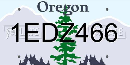 1EDZ466 Oregon License Plate