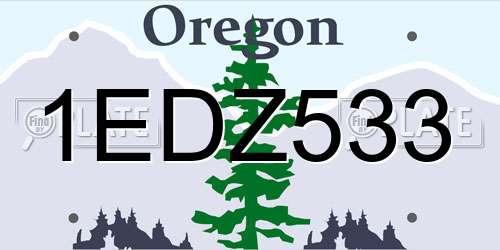 1EDZ533 Oregon License Plate
