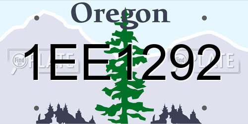 1EE1292 Oregon License Plate