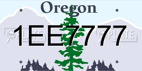 1EE7777 Oregon License Plate