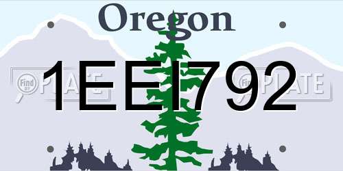 1EEI792 Oregon License Plate
