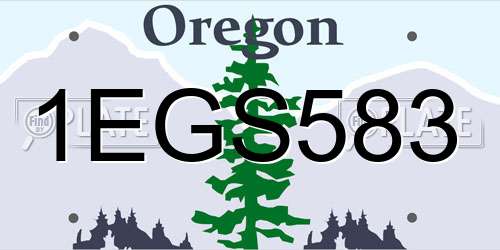 1EGS583 Oregon License Plate