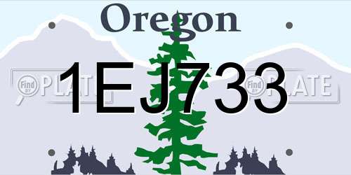 1EJ733 Oregon License Plate