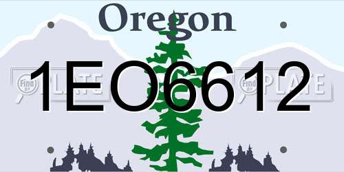1EO6612 Oregon License Plate
