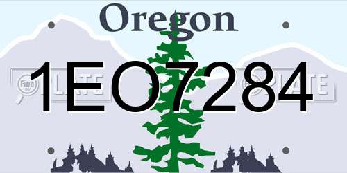 1EO7284 Oregon License Plate