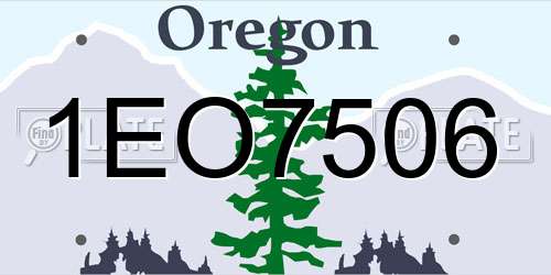 1EO7506 Oregon License Plate