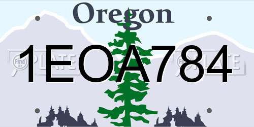 1EOA784 Oregon License Plate