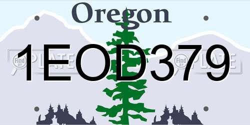 1EOD379 Oregon License Plate