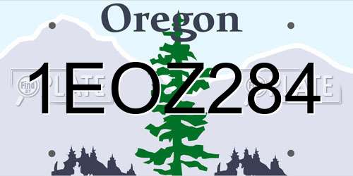 1EOZ284 Oregon License Plate