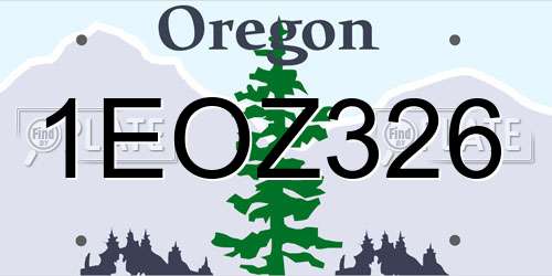 1EOZ326 Oregon License Plate