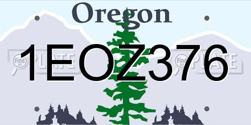 1EOZ376 Oregon License Plate