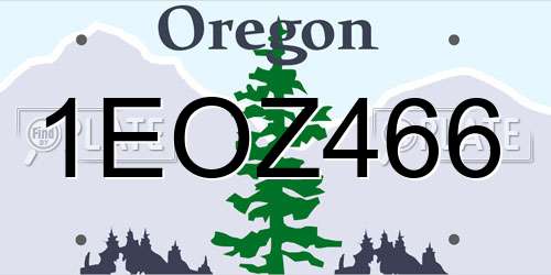 1EOZ466 Oregon License Plate