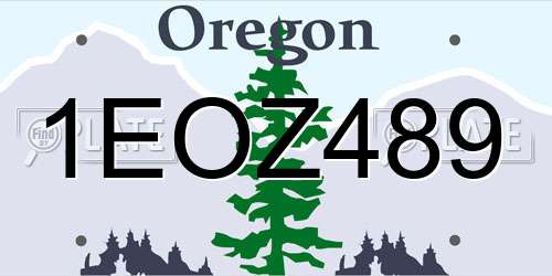 1EOZ489 Oregon License Plate