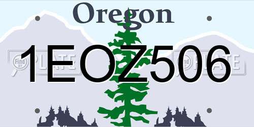 1EOZ506 Oregon License Plate