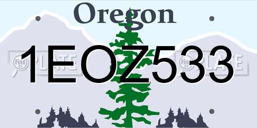 1EOZ533 Oregon License Plate