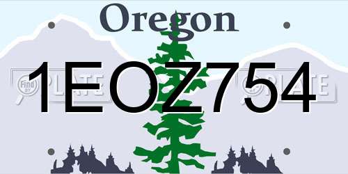 1EOZ754 Oregon License Plate