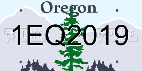 1EQ2019 Oregon License Plate