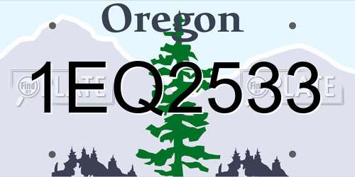 1EQ2533 Oregon License Plate