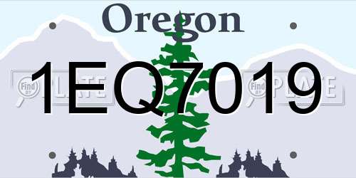 1EQ7019 Oregon License Plate