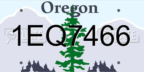 1EQ7466 Oregon License Plate