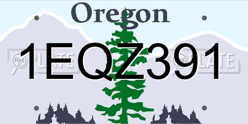 1EQZ391 Oregon License Plate