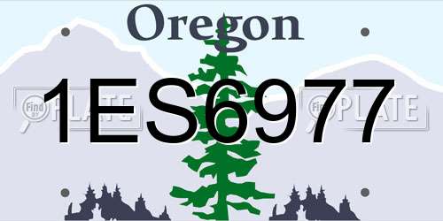 1ES6977 Oregon License Plate
