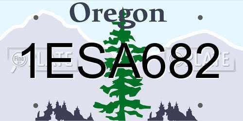 1ESA682 Oregon License Plate