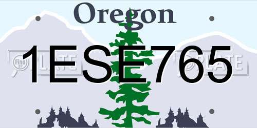 1ESE765 Oregon License Plate