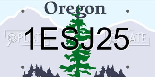 1ESJ25 Oregon License Plate