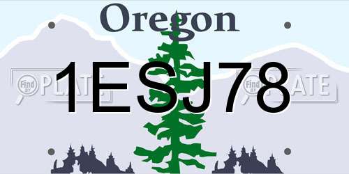1ESJ78 Oregon License Plate