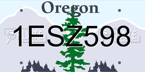 1ESZ598 Oregon License Plate