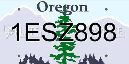 1ESZ898 Oregon License Plate