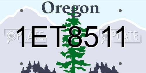 1ET8511 Oregon License Plate