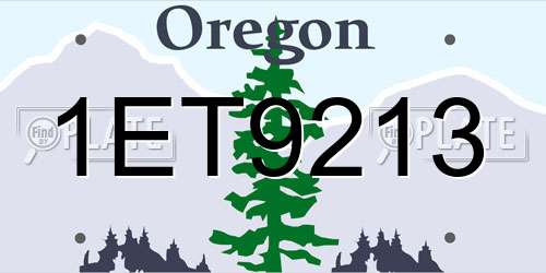 1ET9213 Oregon License Plate