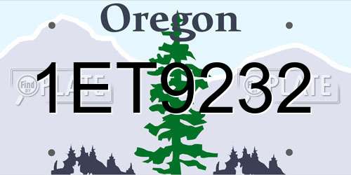 1ET9232 Oregon License Plate