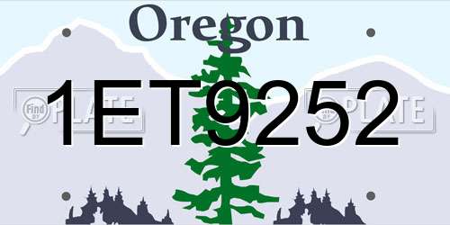 1ET9252 Oregon License Plate