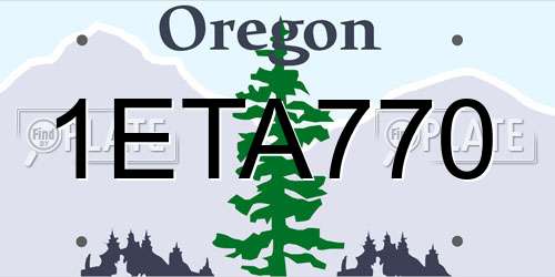 1ETA770 Oregon License Plate