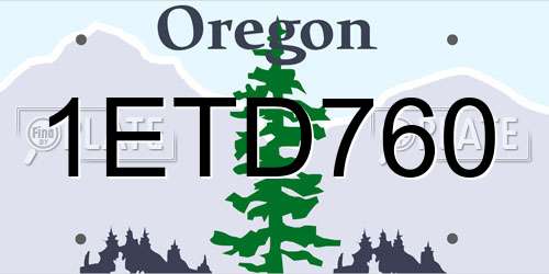 1ETD760 Oregon License Plate