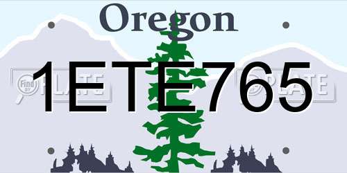 1ETE765 Oregon License Plate