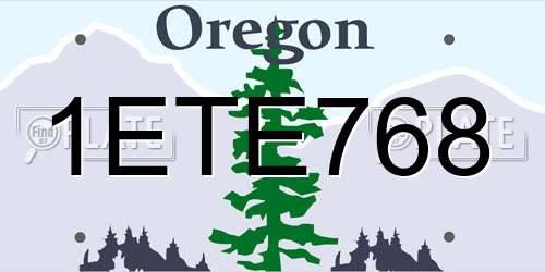 1ETE768 Oregon License Plate