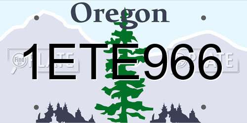 1ETE966 Oregon License Plate