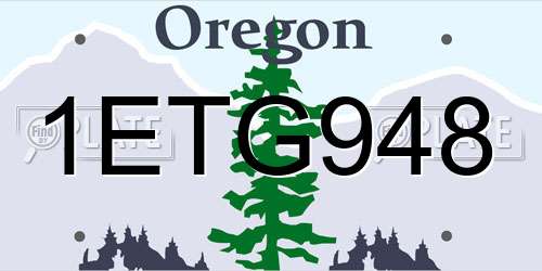 1ETG948 Oregon License Plate