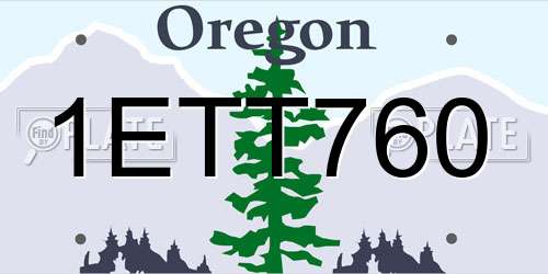 1ETT760 Oregon License Plate