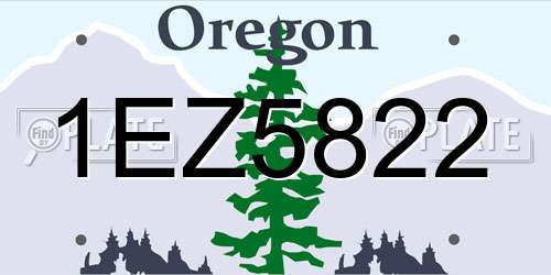 1EZ5822 Oregon License Plate